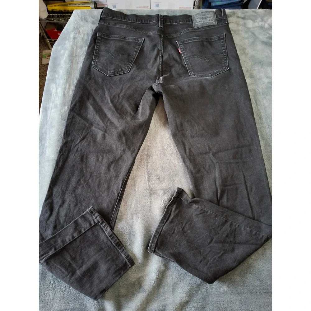 Levi Strauss Co WaterLess Mens Charcoal Black Straight Leg Denim Jeans 34x34 541